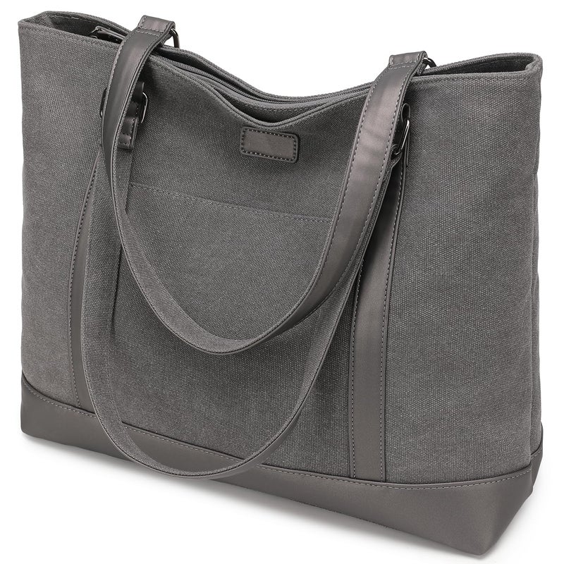 Barsine Laptop Bag for Women - Teacher Canvas Tote Bag with Compartments, Work Tote Bag for Travel Office 15.6 Inch - Image 1